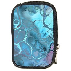 Blue Marble Abstract Art Compact Camera Leather Case by SpinnyChairDesigns