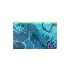 Blue Marble Abstract Art Cosmetic Bag (xs) by SpinnyChairDesigns