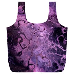 Amethyst Violet Abstract Marble Art Full Print Recycle Bag (xxxl) by SpinnyChairDesigns