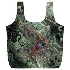 Black Green Grey Abstract Art Marble Texture Full Print Recycle Bag (xxl) by SpinnyChairDesigns