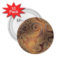 Terra Cotta Persian Orange Spirals Swirls Pattern 2 25  Buttons (10 Pack)  by SpinnyChairDesigns