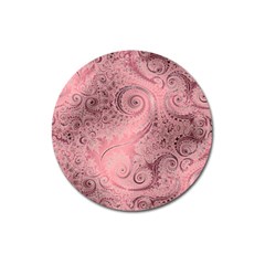 Orchid Pink And Blush Swirls Spirals Magnet 3  (round) by SpinnyChairDesigns