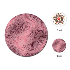 Orchid Pink And Blush Swirls Spirals Playing Cards Single Design (round) by SpinnyChairDesigns