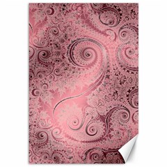 Orchid Pink And Blush Swirls Spirals Canvas 12  X 18  by SpinnyChairDesigns