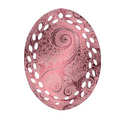 Orchid Pink And Blush Swirls Spirals Oval Filigree Ornament (two Sides) by SpinnyChairDesigns