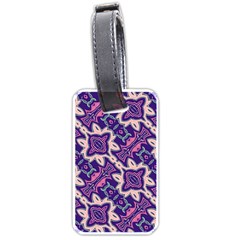 Amethyst And Pink Checkered Stripes Luggage Tag (one Side) by SpinnyChairDesigns