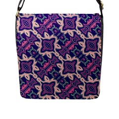 Amethyst And Pink Checkered Stripes Flap Closure Messenger Bag (l) by SpinnyChairDesigns