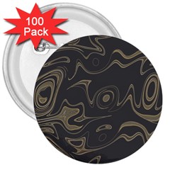 Taupe Umber Abstract Art Swirls 3  Buttons (100 Pack)  by SpinnyChairDesigns