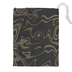 Taupe Umber Abstract Art Swirls Drawstring Pouch (4xl) by SpinnyChairDesigns