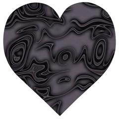 Dark Plum And Black Abstract Art Swirls Wooden Puzzle Heart by SpinnyChairDesigns