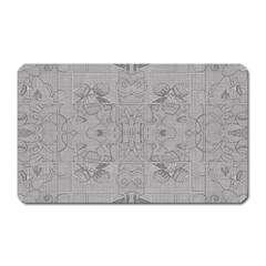 Silver Grey Decorative Floral Pattern Magnet (rectangular) by SpinnyChairDesigns