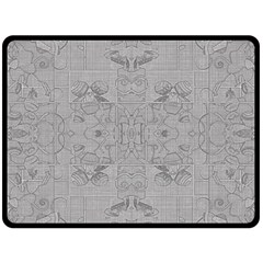 Silver Grey Decorative Floral Pattern Double Sided Fleece Blanket (large)  by SpinnyChairDesigns