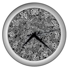 Comic Book Camouflage Wall Clock (silver) by SpinnyChairDesigns