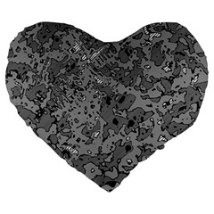 Comic Book Camouflage Large 19  Premium Heart Shape Cushion by SpinnyChairDesigns