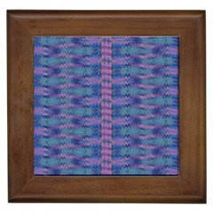 Purple Blue Ikat Stripes Framed Tile by SpinnyChairDesigns
