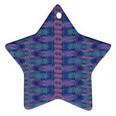 Purple Blue Ikat Stripes Star Ornament (two Sides)