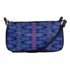 Purple Blue Ikat Stripes Shoulder Clutch Bag by SpinnyChairDesigns