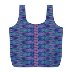 Purple Blue Ikat Stripes Full Print Recycle Bag (l) by SpinnyChairDesigns
