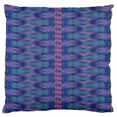 Purple Blue Ikat Stripes Large Flano Cushion Case (two Sides) by SpinnyChairDesigns