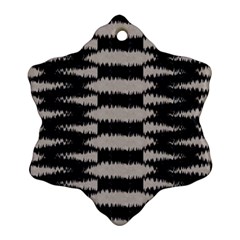 Black And White Zebra Ikat Stripes Ornament (snowflake) by SpinnyChairDesigns