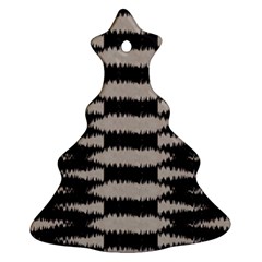 Black And White Zebra Ikat Stripes Christmas Tree Ornament (two Sides) by SpinnyChairDesigns