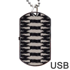 Black And White Zebra Ikat Stripes Dog Tag Usb Flash (two Sides) by SpinnyChairDesigns