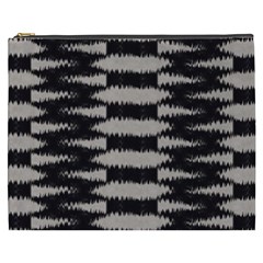 Black And White Zebra Ikat Stripes Cosmetic Bag (xxxl) by SpinnyChairDesigns