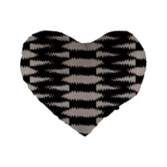 Black And White Zebra Ikat Stripes Standard 16  Premium Heart Shape Cushions by SpinnyChairDesigns