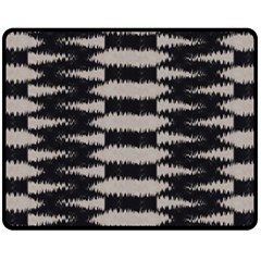 Black And White Zebra Ikat Stripes Double Sided Fleece Blanket (medium)  by SpinnyChairDesigns