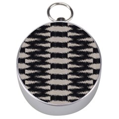 Black And White Zebra Ikat Stripes Silver Compasses by SpinnyChairDesigns