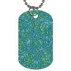 Abstract Blue Green Jungle Paisley Dog Tag (two Sides)