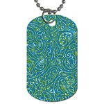 Abstract Blue Green Jungle Paisley Dog Tag (Two Sides) Back