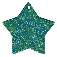 Abstract Blue Green Jungle Paisley Star Ornament (two Sides)