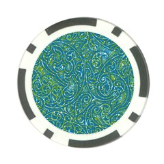 Abstract Blue Green Jungle Paisley Poker Chip Card Guard (10 Pack) by SpinnyChairDesigns