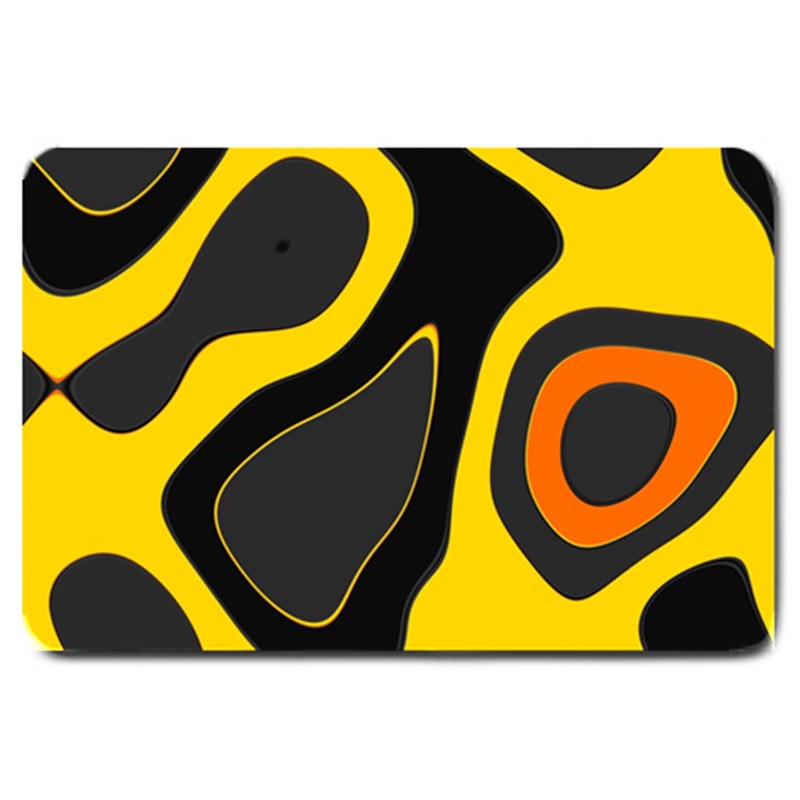 Yellow Black Orange Abstract Art Pattern Large Doormat 
