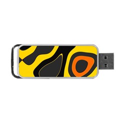 Yellow Black Orange Abstract Art Pattern Portable Usb Flash (one Side) by SpinnyChairDesigns