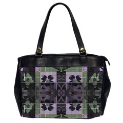 Chive Purple Black Abstract Art Pattern Oversize Office Handbag (2 Sides) by SpinnyChairDesigns