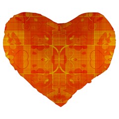 Orange Peel Abstract Batik Pattern Large 19  Premium Flano Heart Shape Cushions by SpinnyChairDesigns
