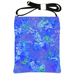 Bright Blue Paint Splatters Shoulder Sling Bag by SpinnyChairDesigns