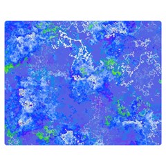 Bright Blue Paint Splatters Double Sided Flano Blanket (medium)  by SpinnyChairDesigns