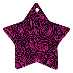 Hot Pink And Black Paisley Swirls Star Ornament (two Sides)