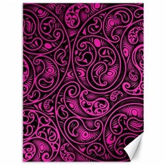 Hot Pink And Black Paisley Swirls Canvas 36  X 48  by SpinnyChairDesigns