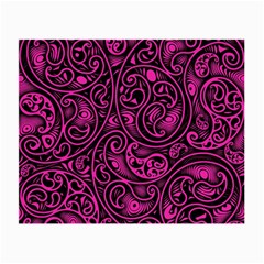 Hot Pink And Black Paisley Swirls Small Glasses Cloth (2 Sides) by SpinnyChairDesigns