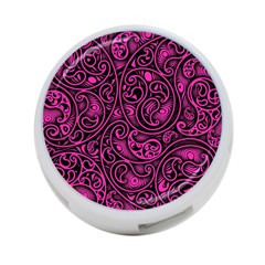 Hot Pink And Black Paisley Swirls 4-port Usb Hub (two Sides) by SpinnyChairDesigns