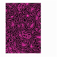 Hot Pink And Black Paisley Swirls Large Garden Flag (two Sides) by SpinnyChairDesigns