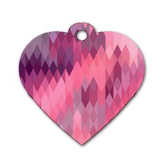 Pink Purple Diamond Pattern Dog Tag Heart (one Side) by SpinnyChairDesigns