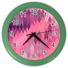 Pink Purple Diamond Pattern Color Wall Clock by SpinnyChairDesigns