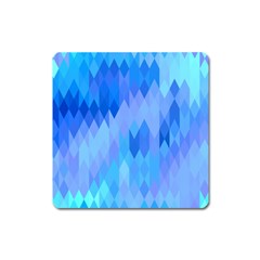 Aqua Blue Diamond Pattern Square Magnet by SpinnyChairDesigns