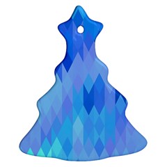 Aqua Blue Diamond Pattern Christmas Tree Ornament (two Sides) by SpinnyChairDesigns
