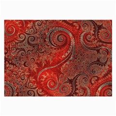 Scarlet Red Grey Brown Swirls Spirals Large Glasses Cloth by SpinnyChairDesigns